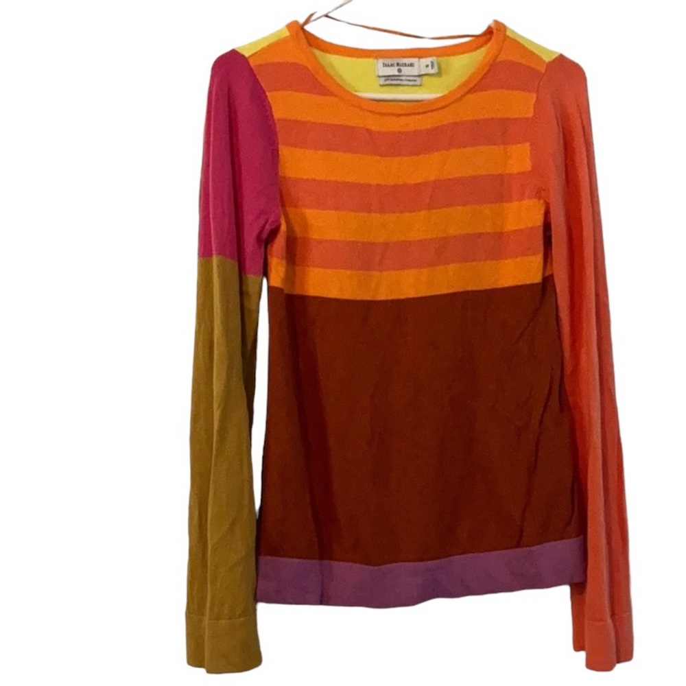 MIZRAHI Sweater Color Block 20th Anniversary Pullover XS Fun Colors - Picture 6 of 11